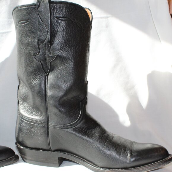 Lucchese Black Leather Boots Size 8D - Picture 10 of 16